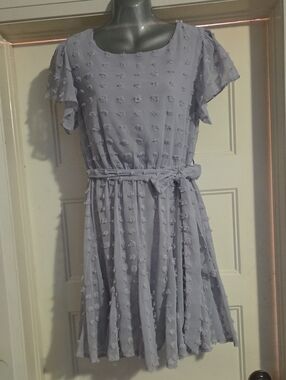 She + Sky Lilac Textured Belted Mini Dress